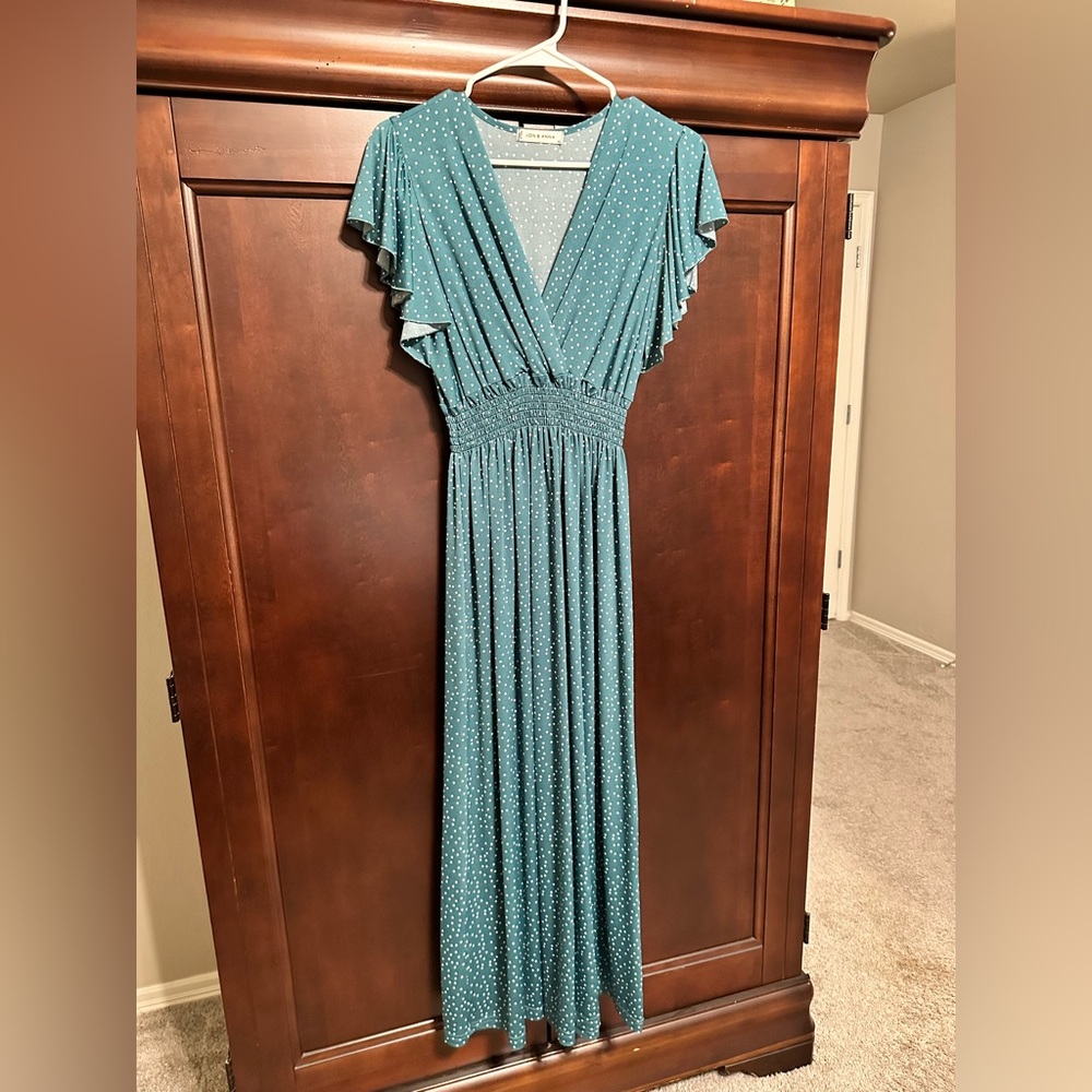 jon & anna green polka dot maxi dress